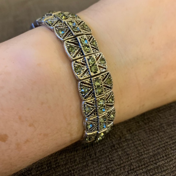 Artisan Jewelry - Sparkly rhinestone stretch bangle bracelet